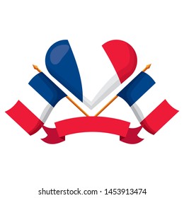 heart shaped french flags happy bastille day vector illustration