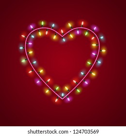 Heart shaped garland lights. Vector eps10