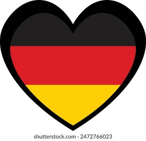 A heart shaped German flag with black, red, and gold stripes, perfect for expressing love and pride for Germany. Ideal for travel, celebrations, and cultural projects, showcasing German patriotism