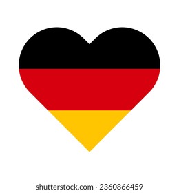 Heart shaped German flag icon. German patriotism. Vector.