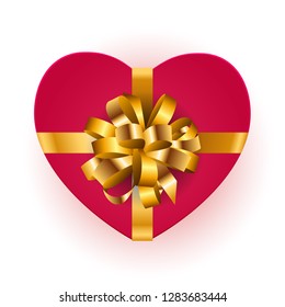 Heart shaped gift box with bow. Vector illustration EPS10