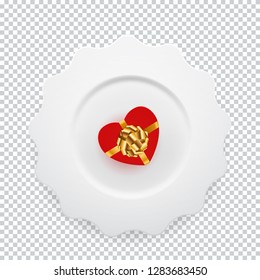 Heart shaped gift box with bow. Vector illustration EPS10