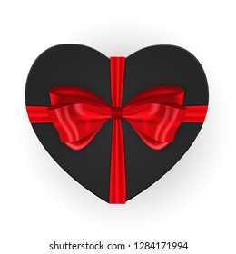 Heart shaped gift box with bow. Vector illustration EPS10