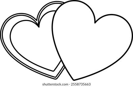 Heart shaped gift box with bow Outline Vector.
Opened Heart shaped Valentine's Day gift box coloring drawing.
Transparent background.
