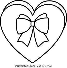 Heart shaped gift box with bow Outline Vector.
For celebrating Valentine's Day, Mother's Day,wedding or birthday.
Transparent background.