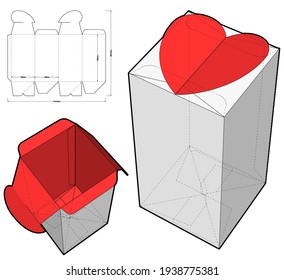 Heart Shaped Gift Box and Die-cut Pattern. The .eps file is full scale and fully functional. Prepared for real cardboard production.