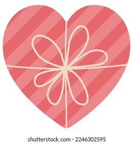 Caja de regalo con forma de corazón, imagen vectorial plana