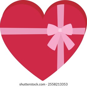 Heart shaped gift box Flat vector illustration.
For celebrating Valentine's Day, Mother's Day,wedding or birthday.
Transparent background.