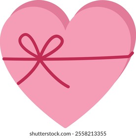 Heart shaped gift box Flat vector illustration.
For celebrating Valentine's Day, Mother's Day,wedding or birthday.
Transparent background.