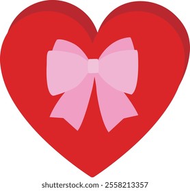 Heart shaped gift box Flat vector illustration.
For celebrating Valentine's Day, Mother's Day,wedding or birthday.
Transparent background.