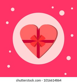 Icono De Caja De Regalo Con Forma De Corazón En Ilustración De Vector Plano De Fondo Rosa