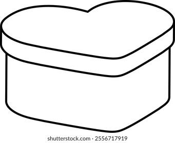 Heart shaped gift box Outline Vector.
Heart shaped Valentine's Day gift box coloring drawing.
Transparent background.