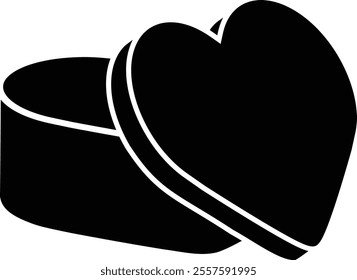 Heart shaped gift box  silhouette.
Opened Heart shaped Valentine's Day gift box  silhouette.
Valentine's Day icon.
Transparent background.