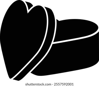 Heart shaped gift box  silhouette.
Opened Heart shaped Valentine's Day gift box  silhouette.
Valentine's Day icon.
Transparent background.