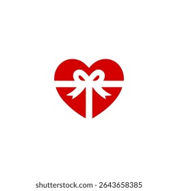 heart shaped gift box surprise logo vector illustration template design