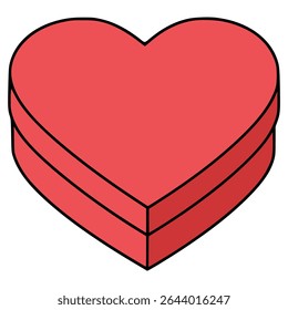 heart shaped gift box surprise flat color vector illustration template design