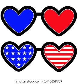 Heart Shaped Glasses with American Flag