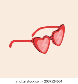 Heart shaped glasses. Hand drawn vector illustration. Isolated.