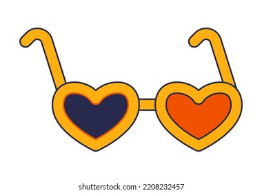 Heart shaped glasses, isolated accessories for outfits or apparel. Colorful sunglasses for women and men, party garments and element, entertainment, Stickers or emoticons, emoji vector in flat style