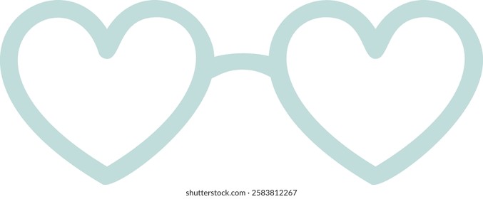 Heart shaped glasses in a light blue hue embodying love, affection, and positive emotions, creating a whimsical and romantic ambiance perfect for celebrations of love and happiness