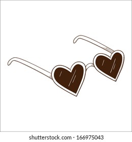 Heart shaped glasses. Sketch vector design element for Valentine's day
