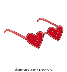 Heart shaped glasses. Sketch vector element for romantic design