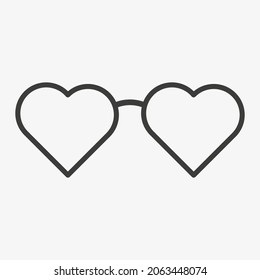 Heart shaped glasses vector icon isolated on white background.