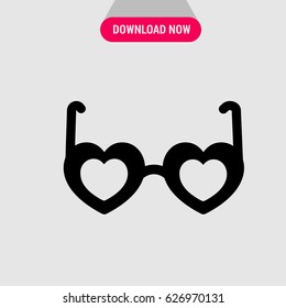 Heart Shaped Glasses Vector Icon, The glasses symbol in form of heart. Simple, modern flat vector illustration for mobile app, website or desktop app 