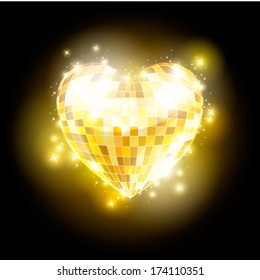 Heart Shaped Golden Disco Ball