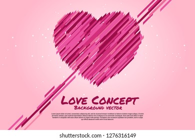 Heart shaped with graphic cutting line luxury style. valentine's day and love theme banner and poster