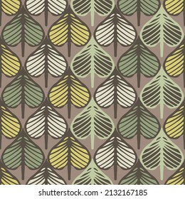 heart shaped green trees seamless vector pattern