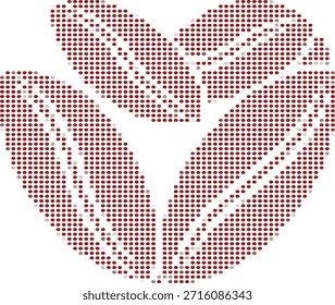 Corazón en forma de maíz rojo a la mitad sobre fondo blanco
