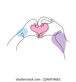 Heart Shaped Hand Draw One Continuous Line. Valentines day concept. Love Minimalist Contour Art. Vector illustration. suitable for wall art, decorations, t-shirts, mugs