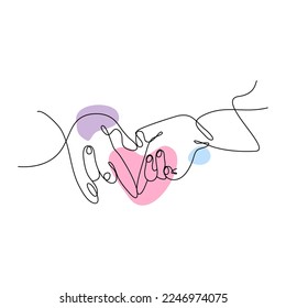 Heart Shaped Hand Draw One Continuous Line. Valentines day concept. Love Minimalist Contour Art. Vector illustration. suitable for wall art, decorations, t-shirts, mugs