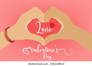 Heart shaped Hand Gesture Valentine day Vector illustration