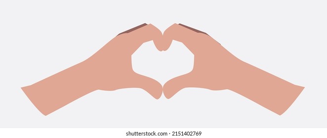 heart shaped hand sign vector illustration on a gray background.