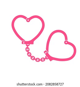 Heart shaped handcuffs silhouette icon. Clipart image isolated on white background