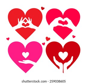 Heart with heart - shaped hands inside vector