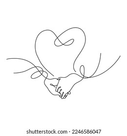 heart shaped hands One Continuous Line Drawing. Valentines day concept. Trendy minimalist line art illustration. Love Minimalist Contour Art. Vector illustration