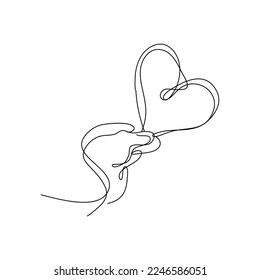 heart shaped hands One Continuous Line Drawing. Valentines day concept. Trendy minimalist line art illustration. Love Minimalist Contour Art. Vector illustration