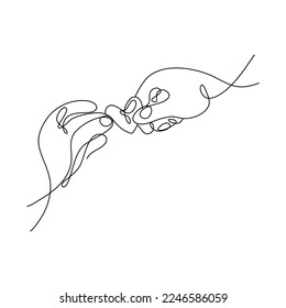 heart shaped hands One Continuous Line Drawing. Valentines day concept. Trendy minimalist line art illustration. Love Minimalist Contour Art. Vector illustration