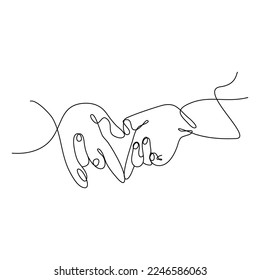 heart shaped hands One Continuous Line Drawing. Valentines day concept. Trendy minimalist line art illustration. Love Minimalist Contour Art. Vector illustration