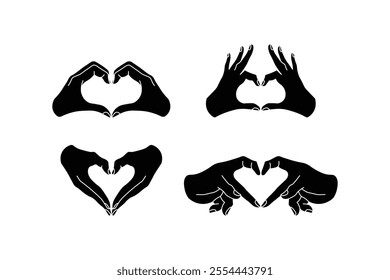 heart shaped hands in silhouette style