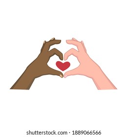 Heart shaped hands. Valentine's Day. International friendship and love. Symbol of philanthropy and charity.