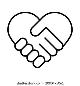 Heart Shaped Handshake Icon. Vector illustration. Eps 10.