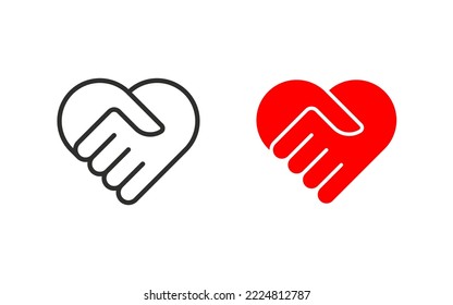 Heart Shaped Handshake Icon. Vector illustration. Eps 10