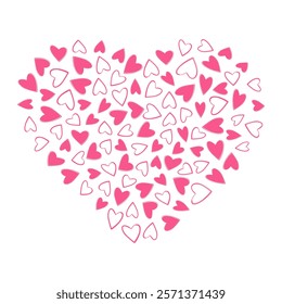 Heart shaped hearts. Outline and filled hearts St Valentines Day festive Background texture concept