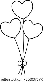 Heart Shaped Holiday Balloon outline.
Isolated heart balloon coloring drawing.
For celebrating Valentine's Day, wedding,Mother's Day, anniversaries and birthdays.
Transparent background.
