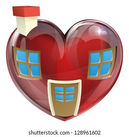 A heart shaped house concept, concept for finding the perfect house or home. Useful for any real estate or estate agent related use