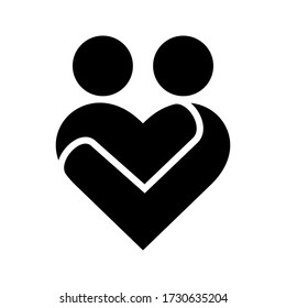 heart shaped hug icon on a white background